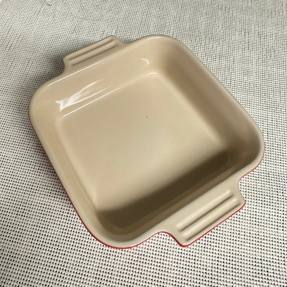 Le Creuset Square Stoneware Baker in Red  6 inch Small Enamel Glaze